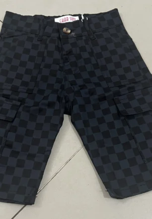 Boys Check Cargo Shorts Black