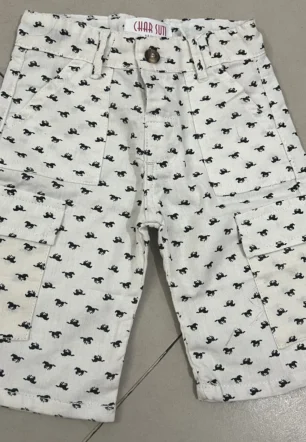 Boys Check Cargo Shorts White