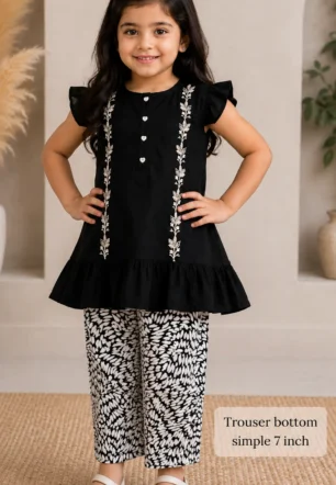 Embroidered Black 2 Piece Stitched Suit