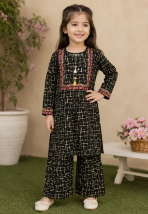Black print 2 piece stitched suit